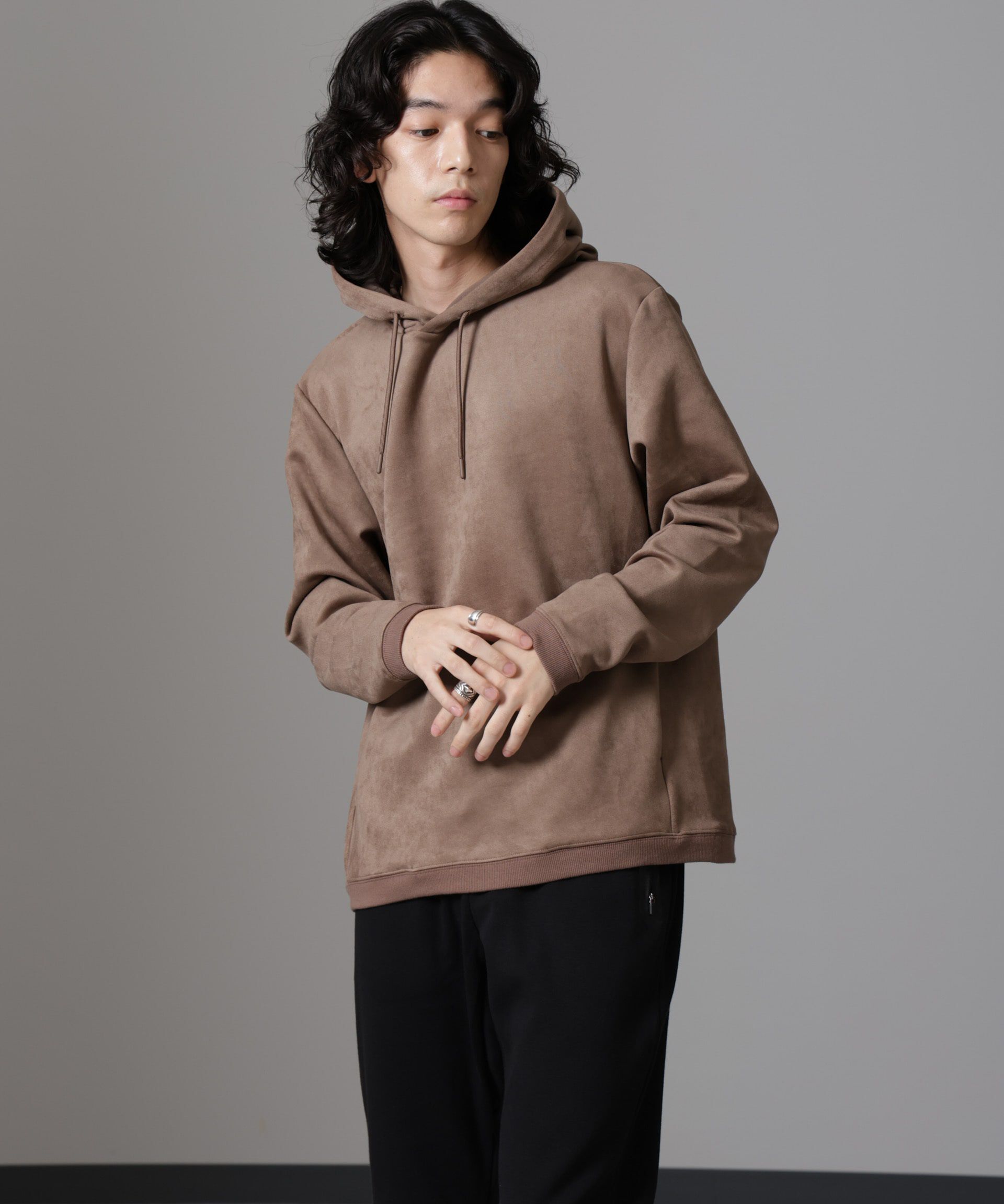 nano･universe「フェイクスエードフーディー 長袖」|Tシャツ・カットソー|