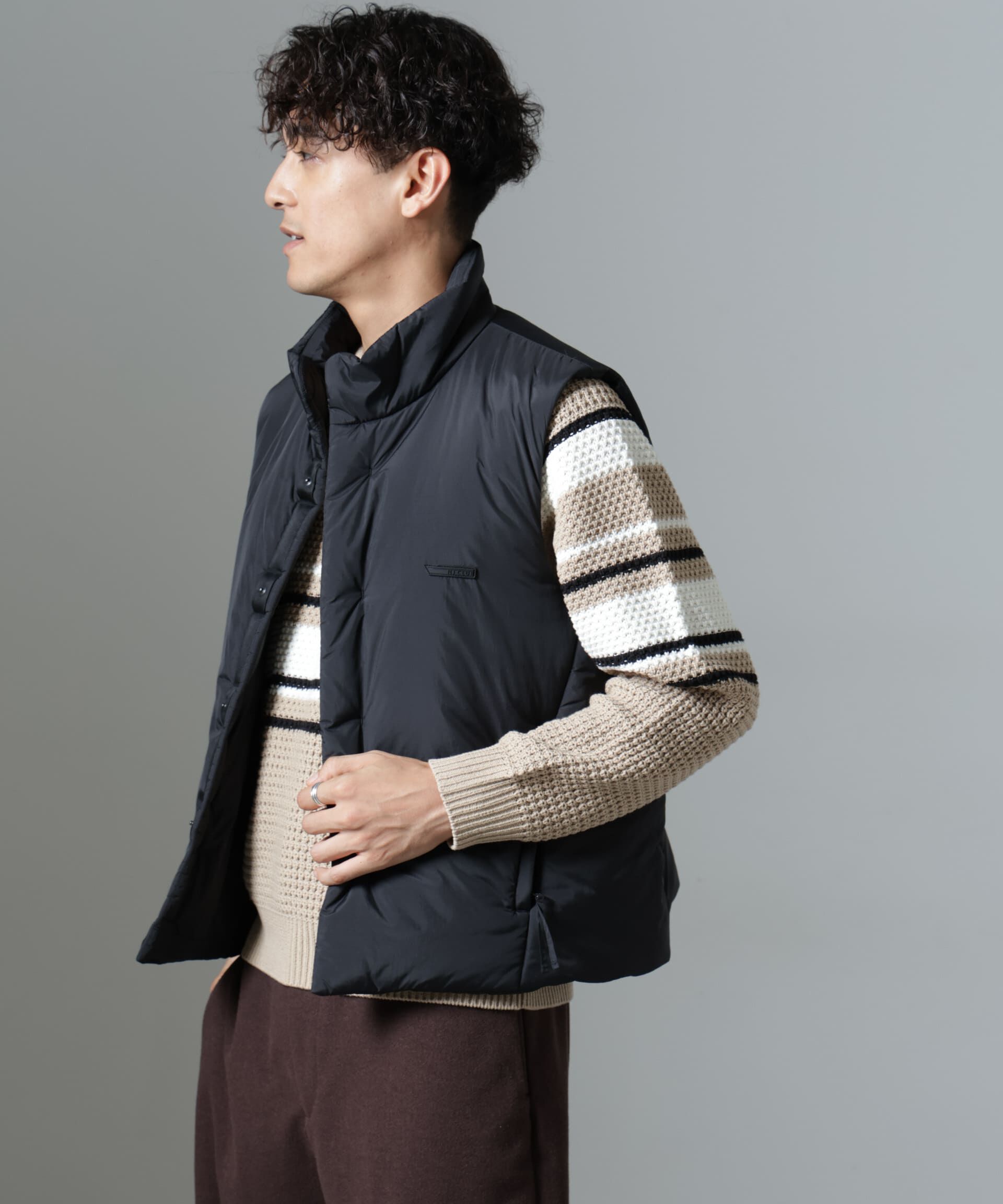 nano･universe「「NJ/CLUB」PARKSTOCK  中綿ベスト」|ブルゾン・スタジャン|ブラック