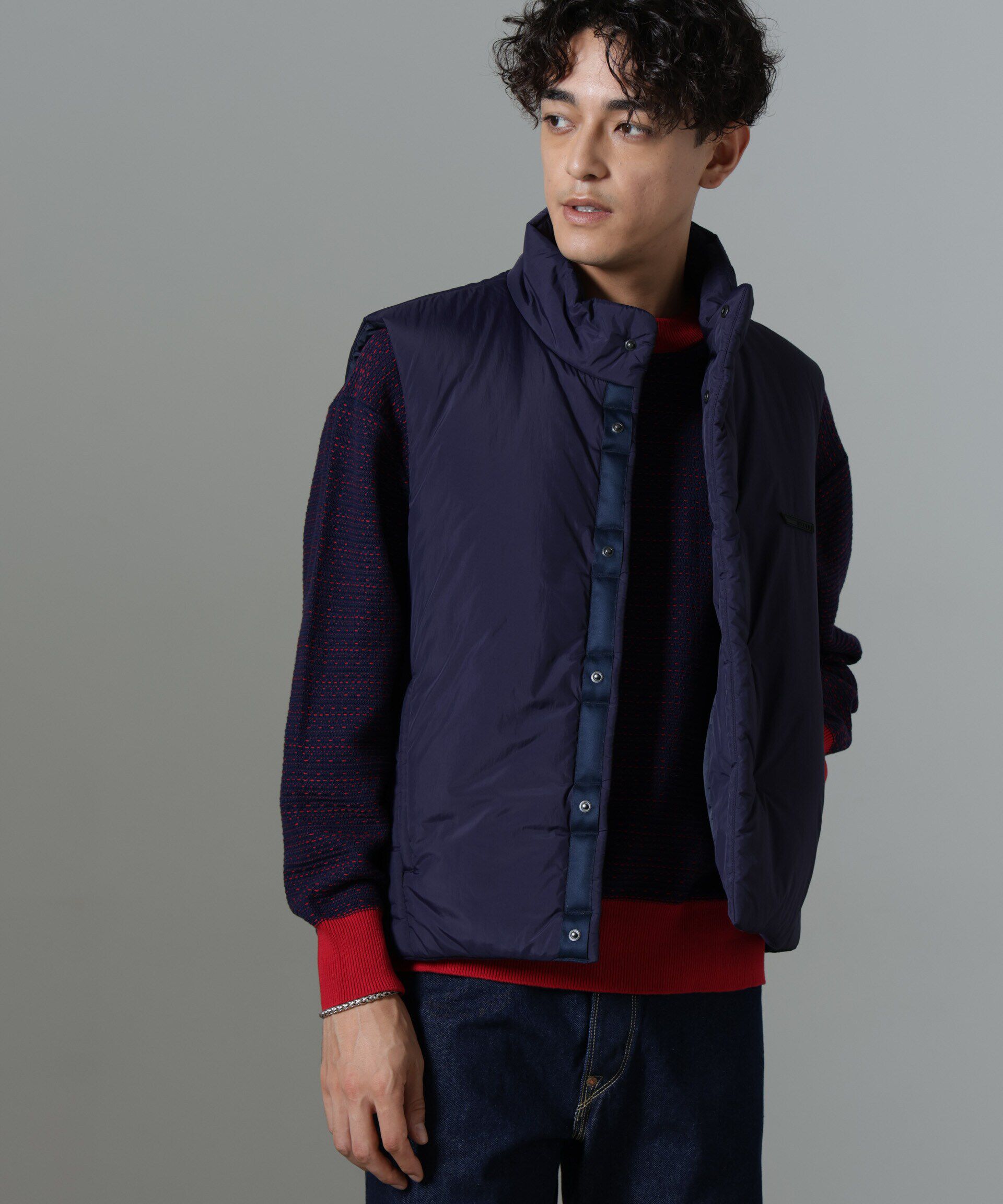 nano･universe「「NJ/CLUB」PARKSTOCK  中綿ベスト」|ブルゾン・スタジャン|ネイビー