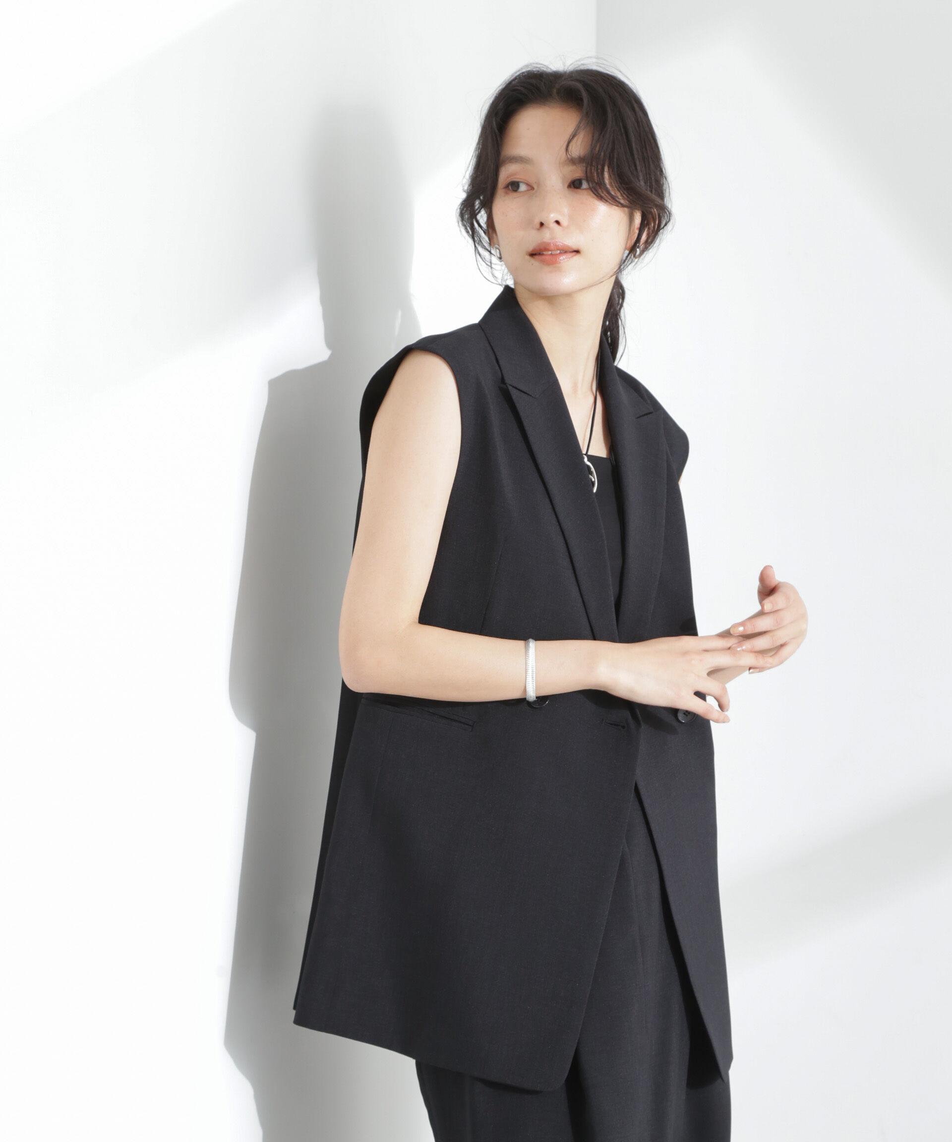 nano･universe「メランジドライ テーラードダブルジレ(セットアップ可)」|テーラードジャケット|