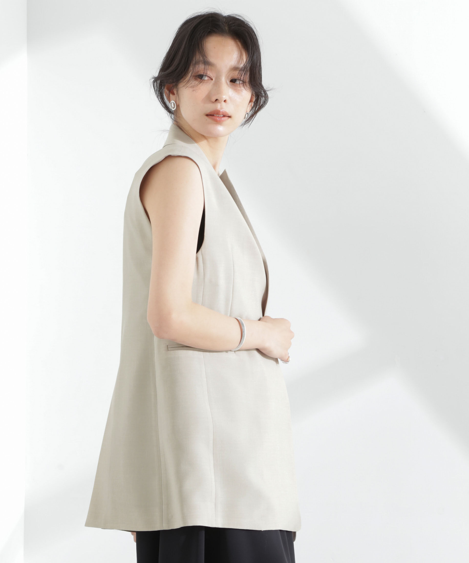 nano･universe「メランジドライ テーラードダブルジレ(セットアップ可)」|テーラードジャケット|