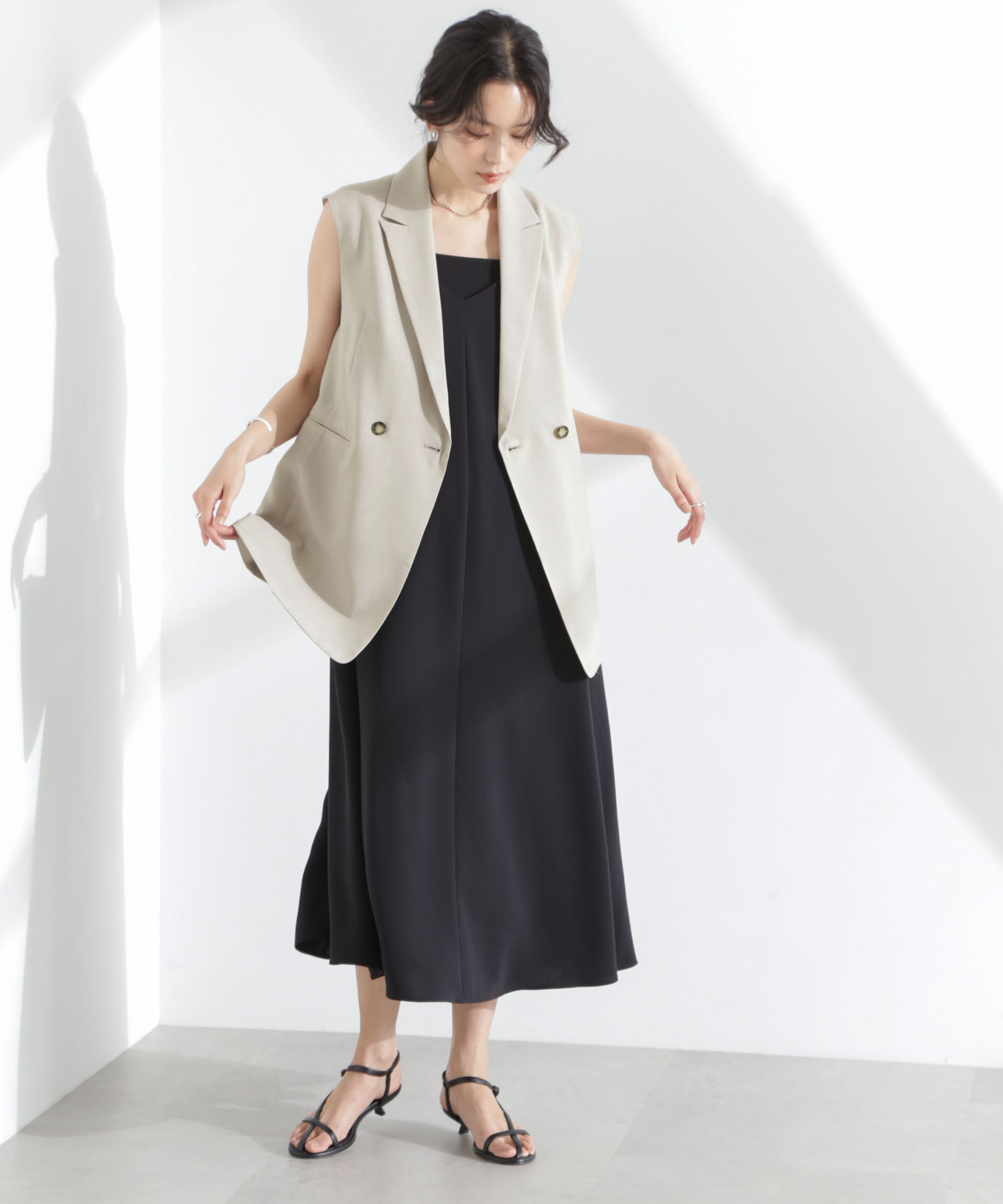 nano･universe「メランジドライ テーラードダブルジレ(セットアップ可)」|テーラードジャケット|