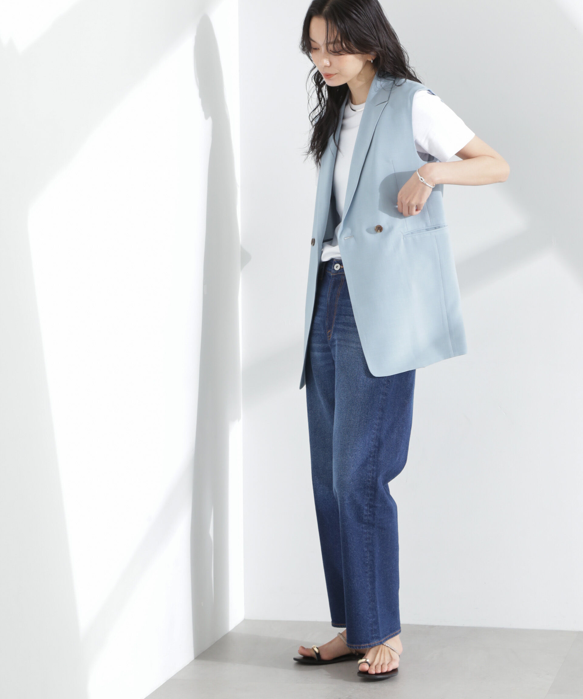 nano･universe「メランジドライ テーラードダブルジレ(セットアップ可)」|テーラードジャケット|