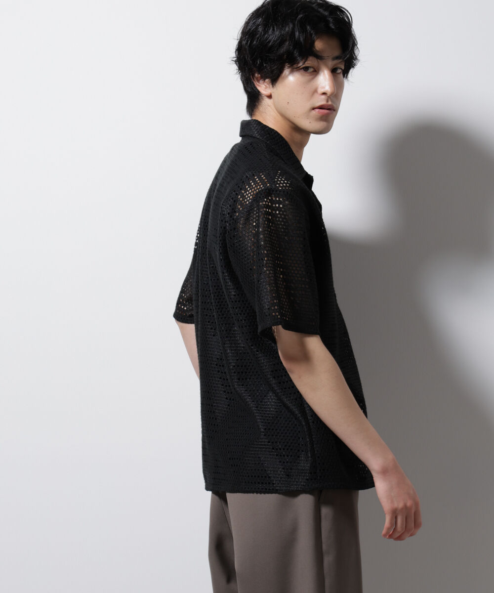 nano･universe「ダイヤレース オープンカラーシャツ」|シャツ・ブラウス|