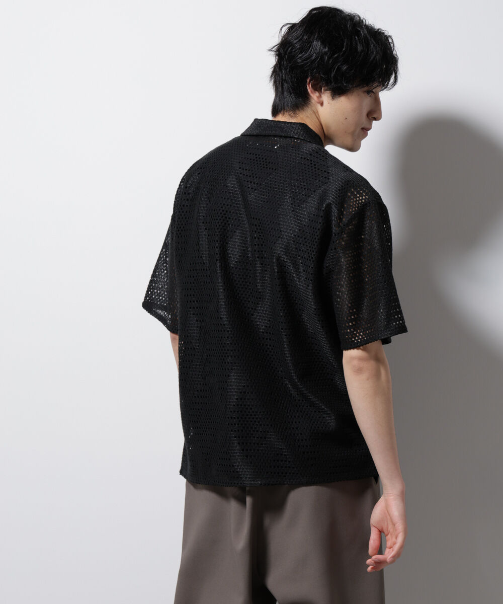 nano･universe「ダイヤレース オープンカラーシャツ」|シャツ・ブラウス|