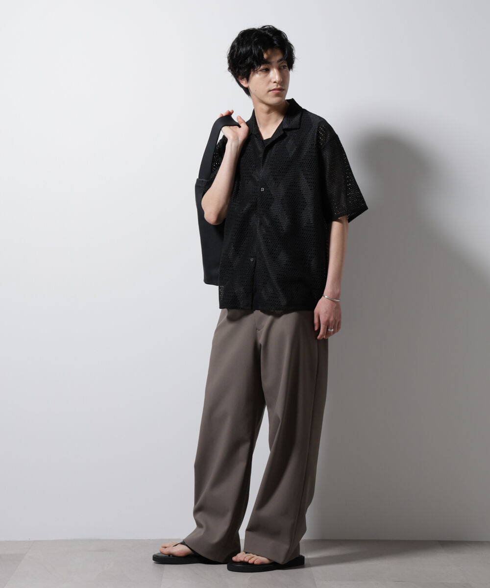 nano･universe「ダイヤレース オープンカラーシャツ」|シャツ・ブラウス|