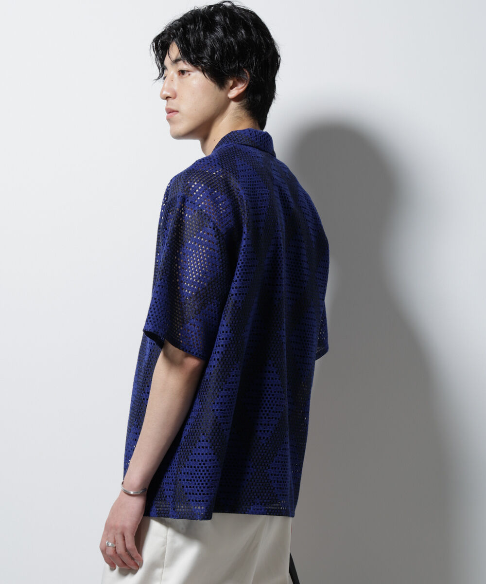 nano･universe「ダイヤレース オープンカラーシャツ」|シャツ・ブラウス|