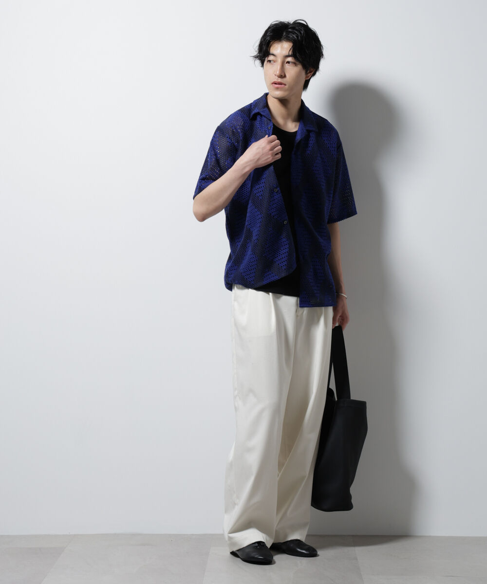 nano･universe「ダイヤレース オープンカラーシャツ」|シャツ・ブラウス|