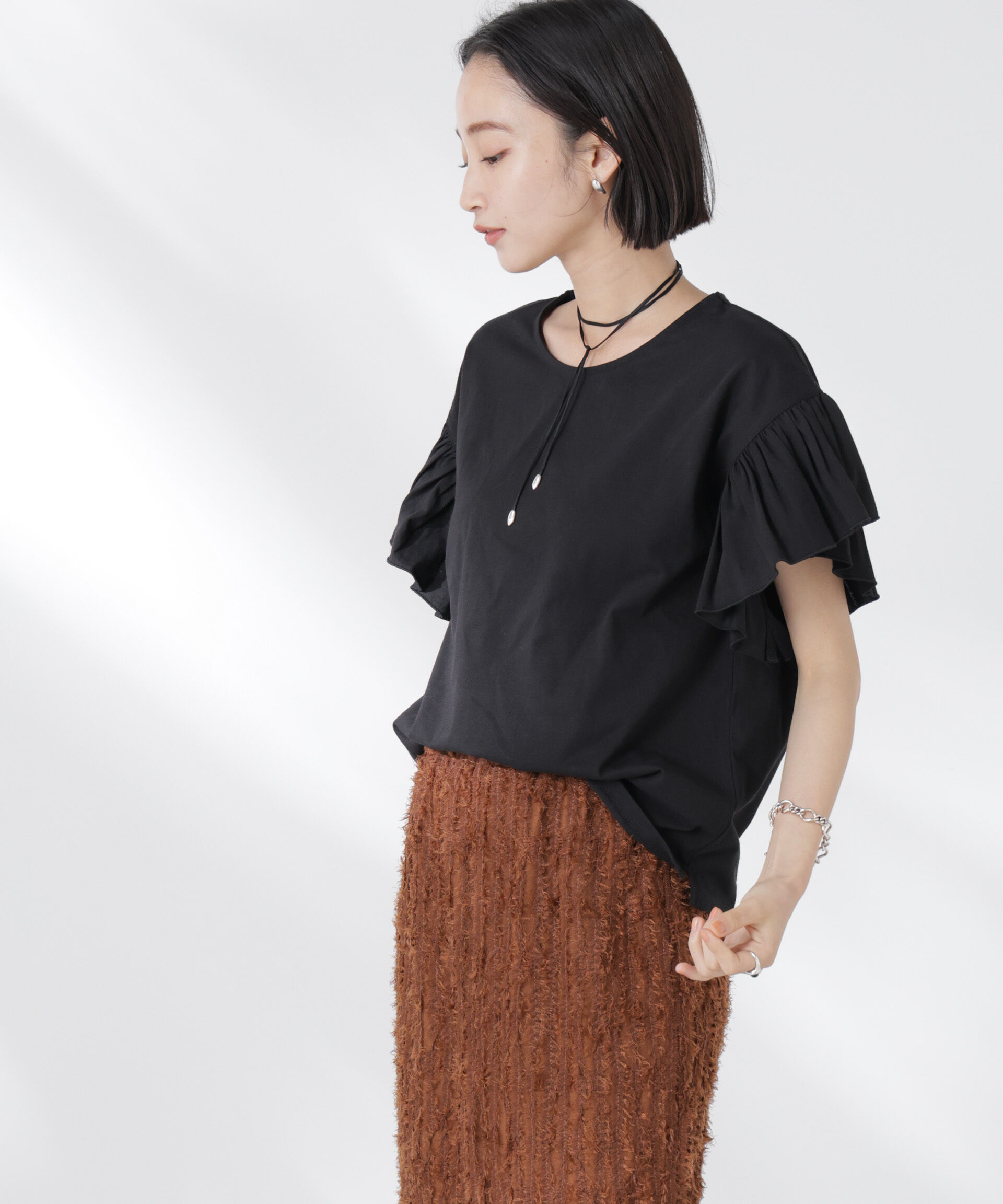 nano･universe「STORATECH 機能素材フレアデザインスリーブトップス」|Tシャツ・カットソー|