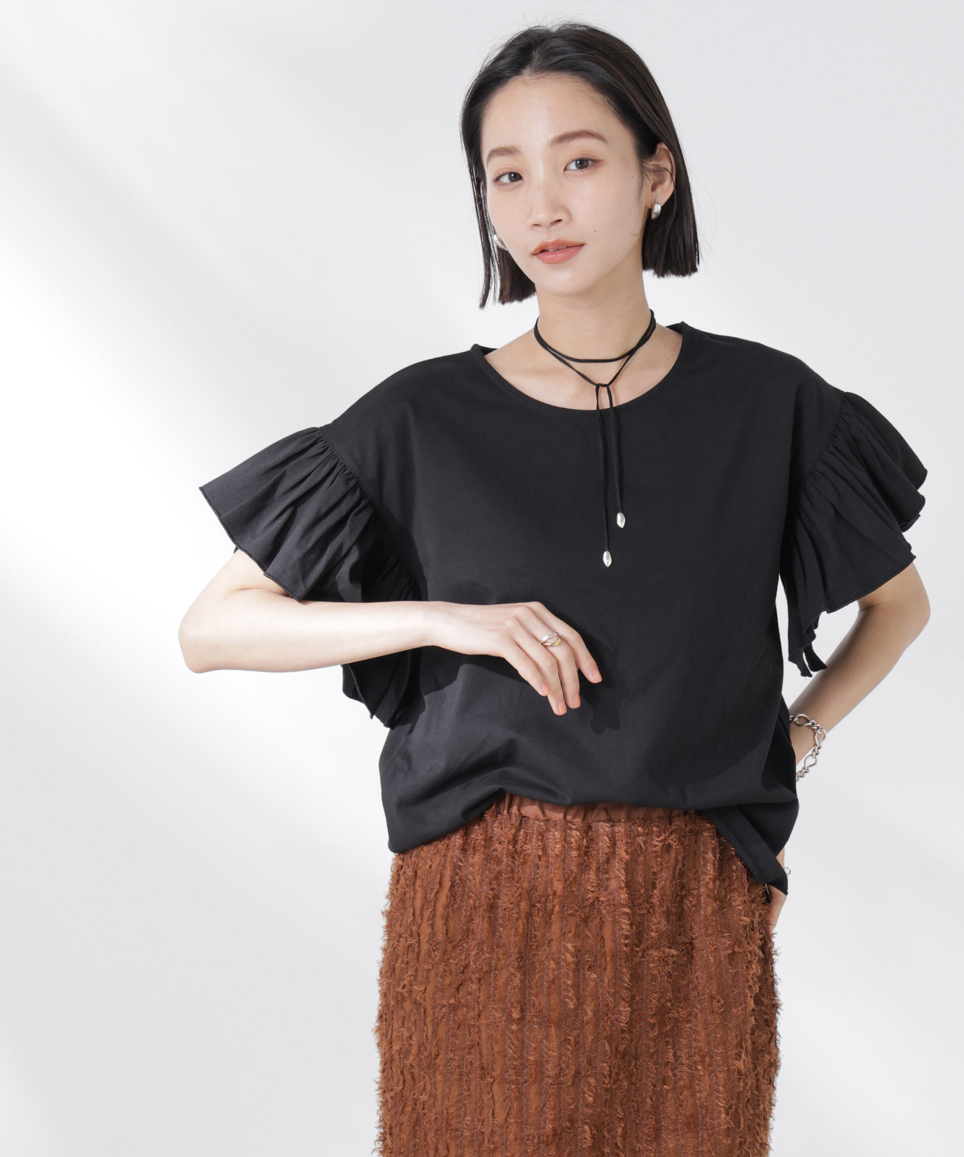 nano･universe「STORATECH 機能素材フレアデザインスリーブトップス」|Tシャツ・カットソー|