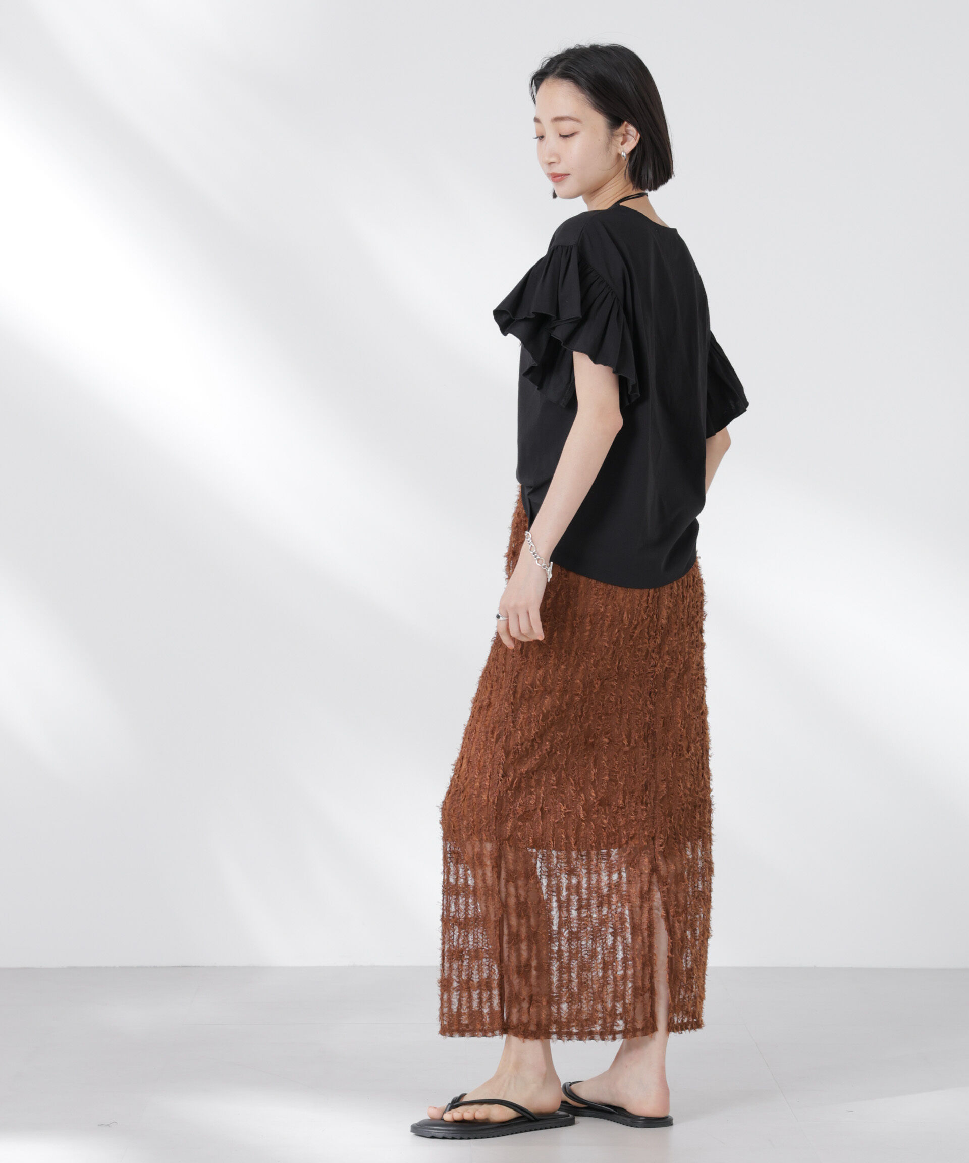 nano･universe「STORATECH 機能素材フレアデザインスリーブトップス」|Tシャツ・カットソー|