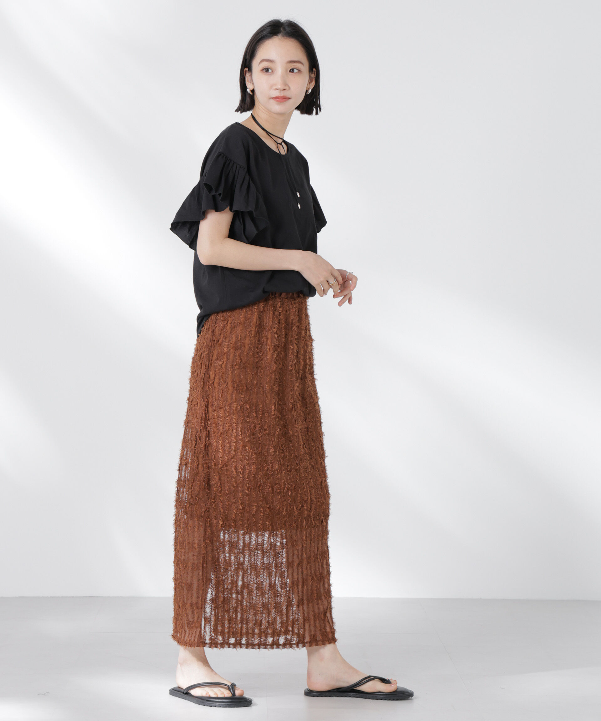 nano･universe「STORATECH 機能素材フレアデザインスリーブトップス」|Tシャツ・カットソー|