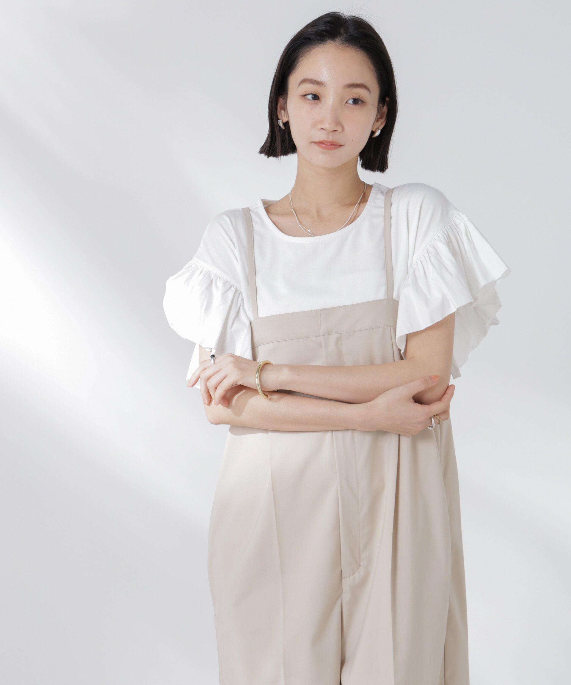 nano･universe「STORATECH 機能素材フレアデザインスリーブトップス」|Tシャツ・カットソー|