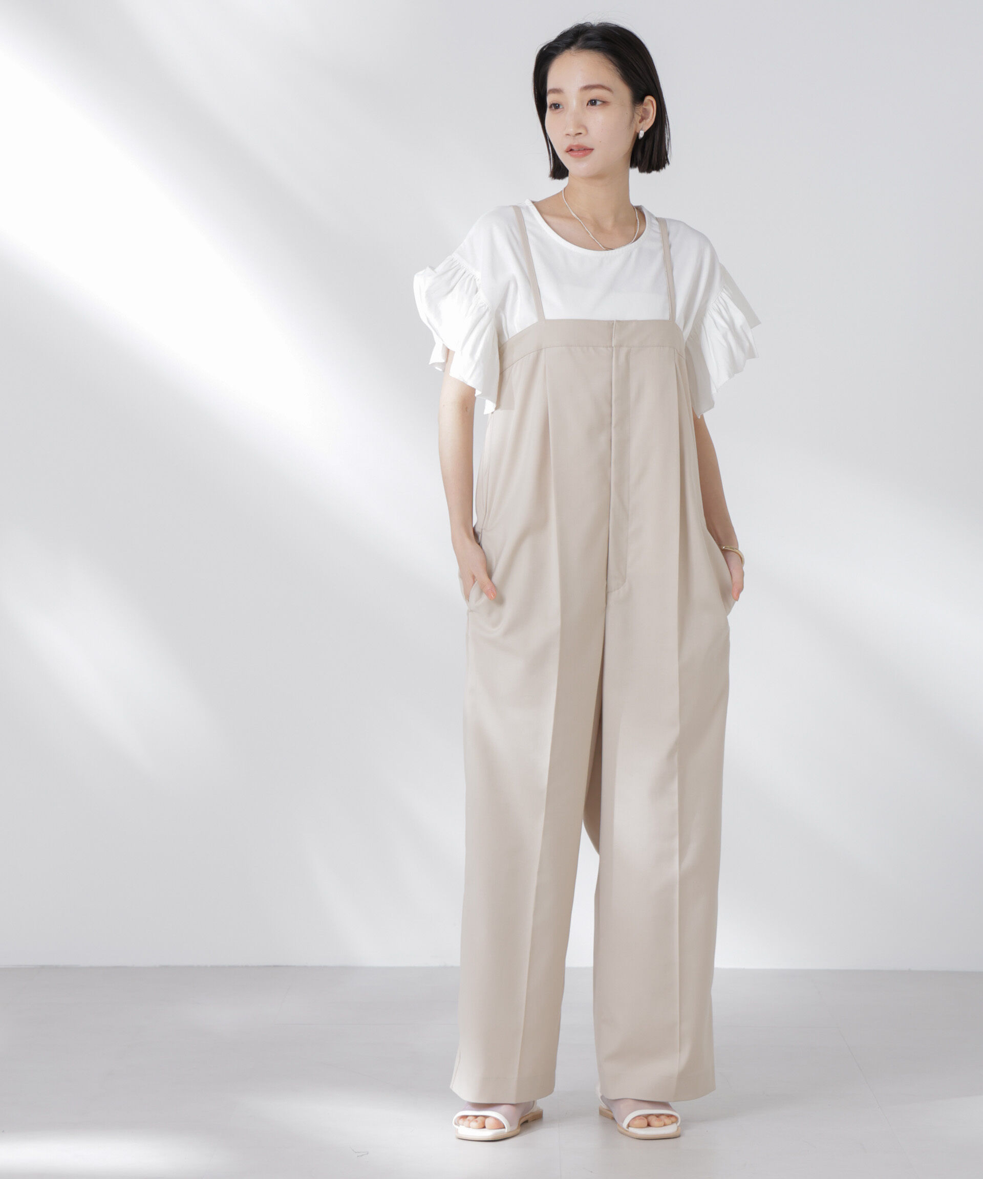 nano･universe「STORATECH 機能素材フレアデザインスリーブトップス」|Tシャツ・カットソー|