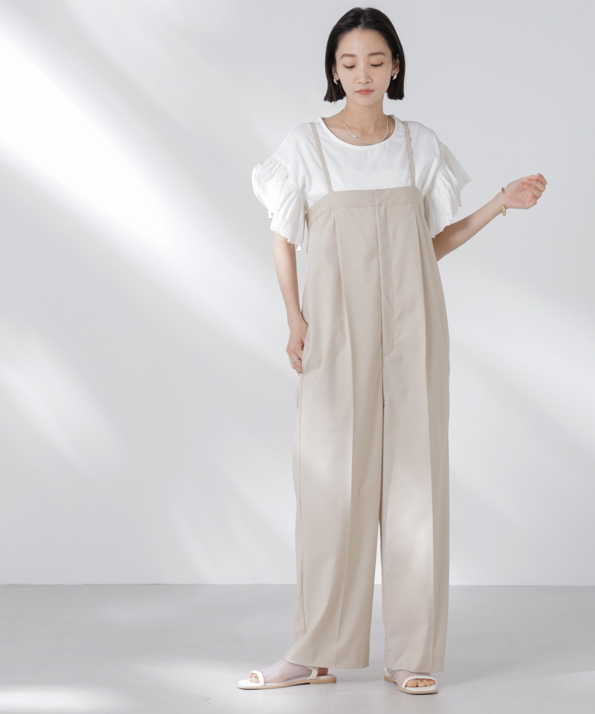 nano･universe「STORATECH 機能素材フレアデザインスリーブトップス」|Tシャツ・カットソー|