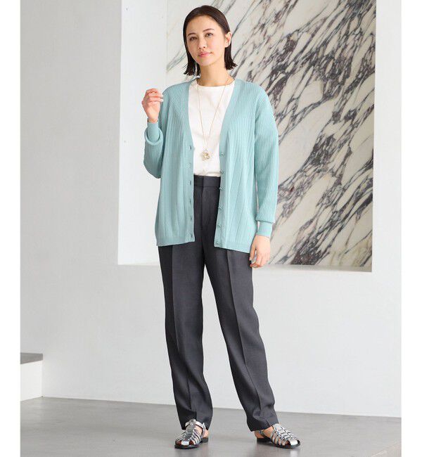 自由区「【洗える・XSサイズあり】ハイツイストコットンアセテート カーディガン」|カーディガン|