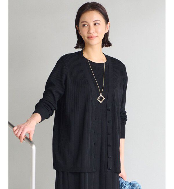 自由区「【洗える・XSサイズあり】ハイツイストコットンアセテート カーディガン」|カーディガン|ネイビー系