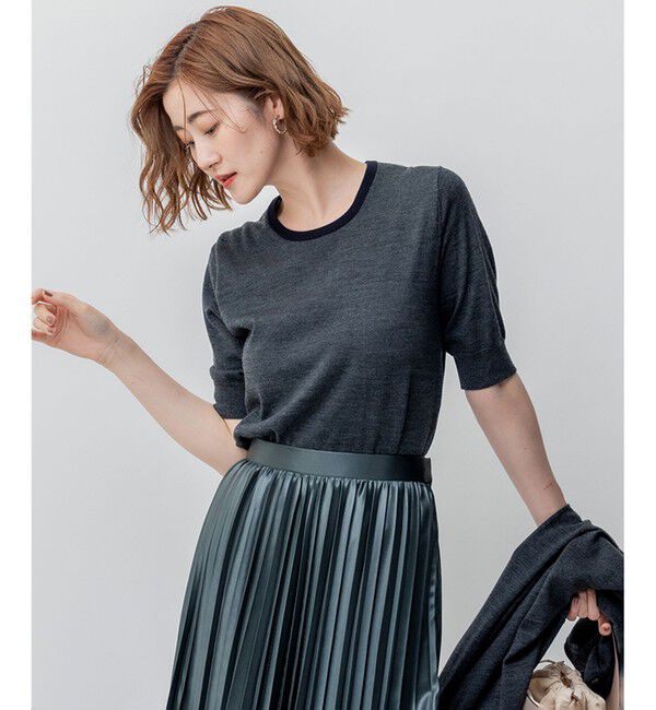 23区「【洗える/アンサンブル対応】サステナブルウール 半袖バイカラー ニット」|カーディガン|ﾁｬｺｰﾙﾍ