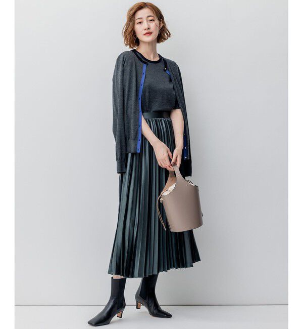 23区「【洗える/アンサンブル対応】サステナブルウール 半袖バイカラー ニット」|カーディガン|