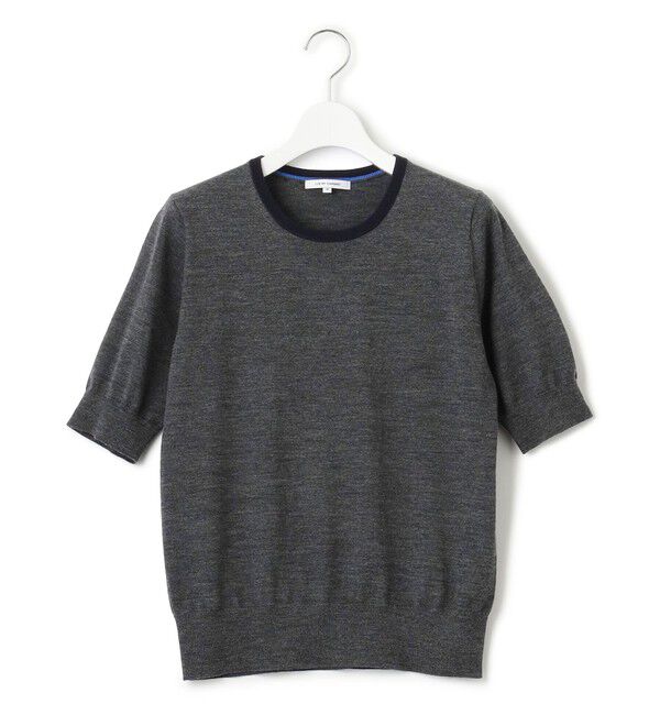 23区「【洗える/アンサンブル対応】サステナブルウール 半袖バイカラー ニット」|カーディガン|