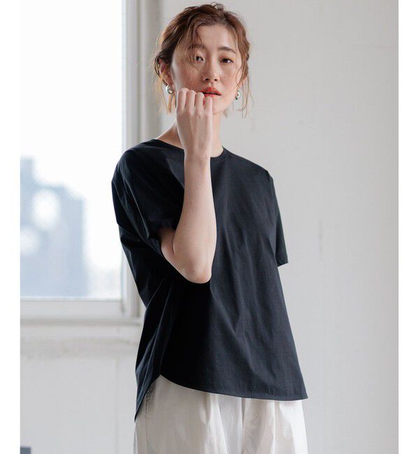 23区「【洗える】ALBINIコーコラン シャツテール Tシャツ」|Tシャツ・カットソー|ブラック系