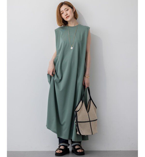 23区「【Oggi8月号掲載/接触冷感/洗える】ツイストコットンプレーティング スリーブレスワンピース」|ワンピース|