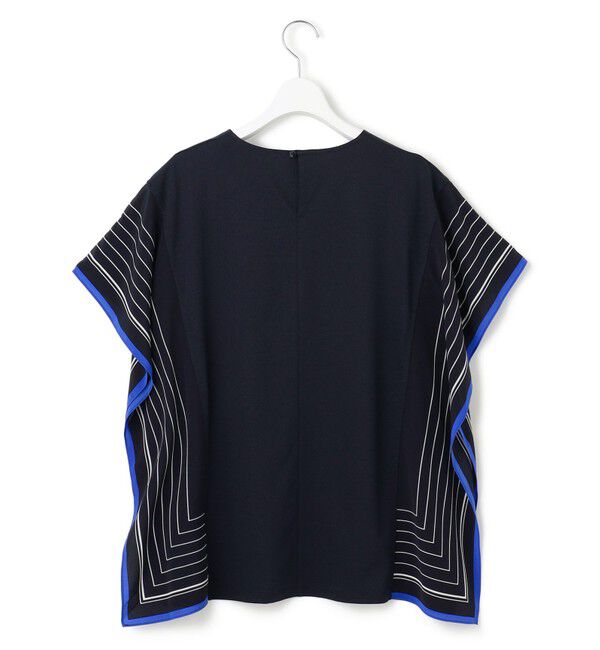 23区「【汗じみ防止加工】スカーフプリントコンビ フレンチスリーブ カットソー」|Tシャツ・カットソー|