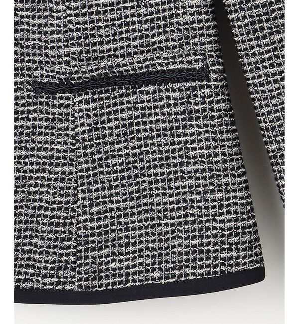 ANY SIS「シャイニーストレッチツイード ジャケット」|ノーカラージャケット|