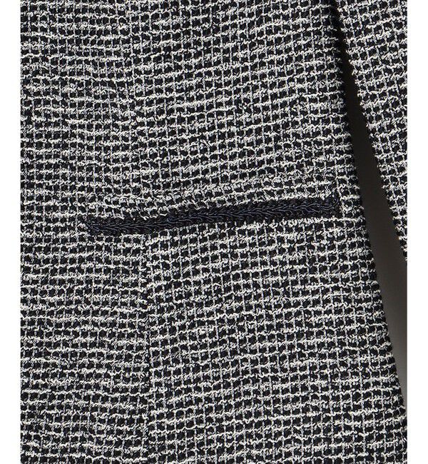 ANY SIS「シャイニーストレッチツイード ジャケット」|ノーカラージャケット|