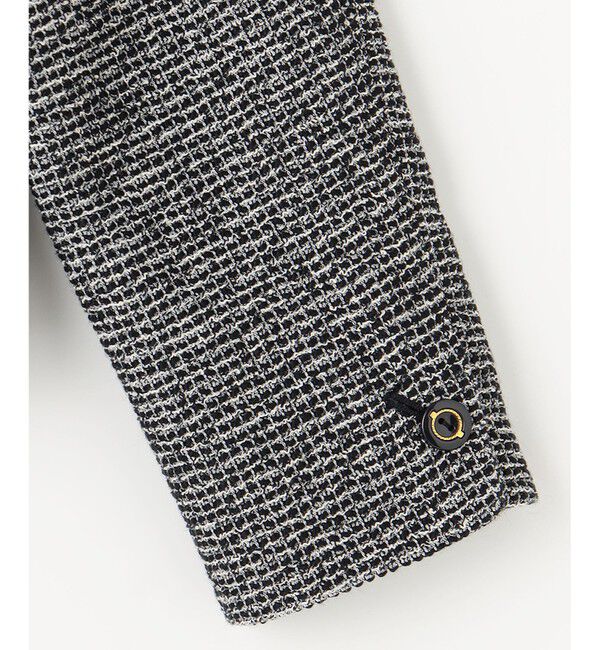 ANY SIS「シャイニーストレッチツイード ジャケット」|ノーカラージャケット|