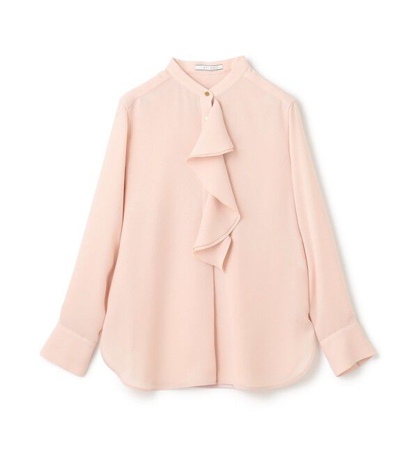 BEIGE,「【洗える】STOW / バンドカラーフリルブラウス」|シャツ・ブラウス|
