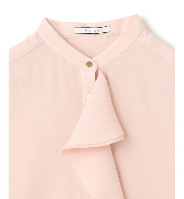 BEIGE,「【洗える】STOW / バンドカラーフリルブラウス」|シャツ・ブラウス|