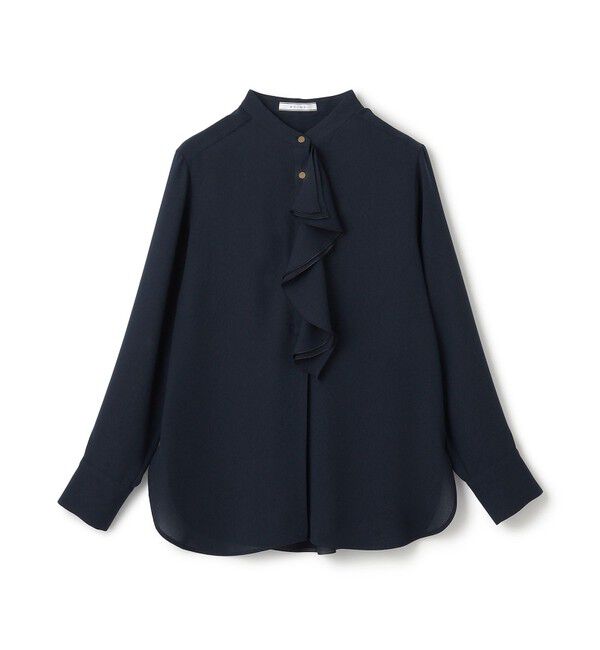 BEIGE,「【洗える】STOW / バンドカラーフリルブラウス」|シャツ・ブラウス|