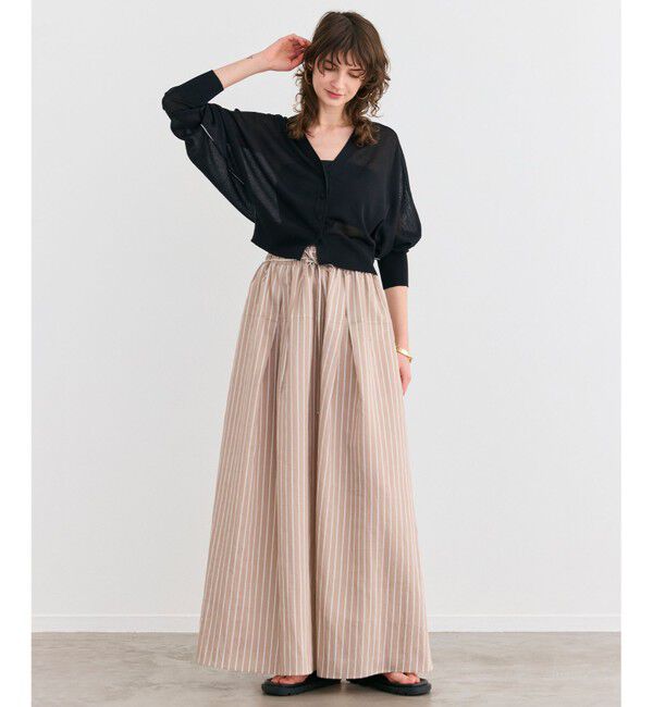 BEIGE,「【洗える】FREESIA / イージーウエストストライプフレアスカート」|スカート|