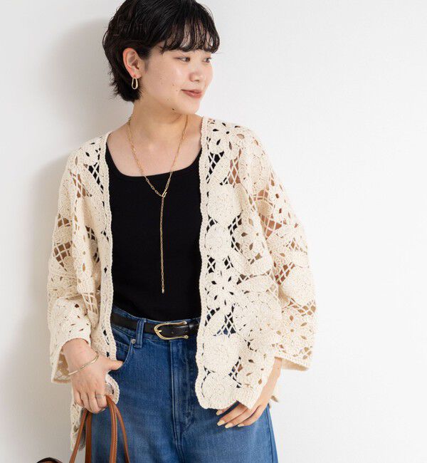 Rie Miller「《手洗い可能》レース刺繍7分袖ボレロ」|カーディガン|