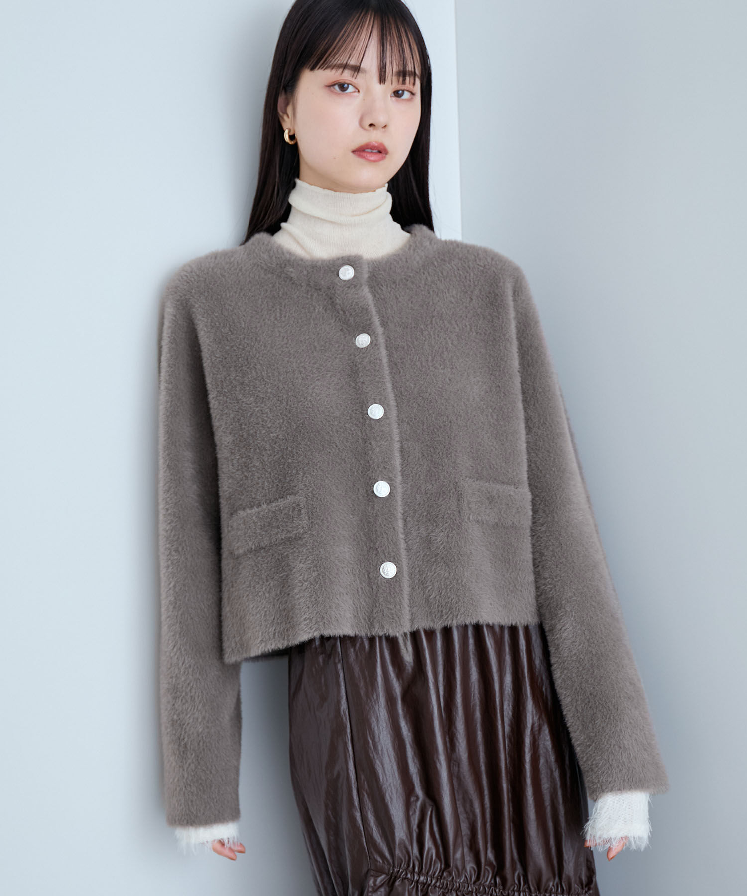 VIS「ラビットタッチメタルボタンカーディガン」|カーディガン|ブラウン(22)