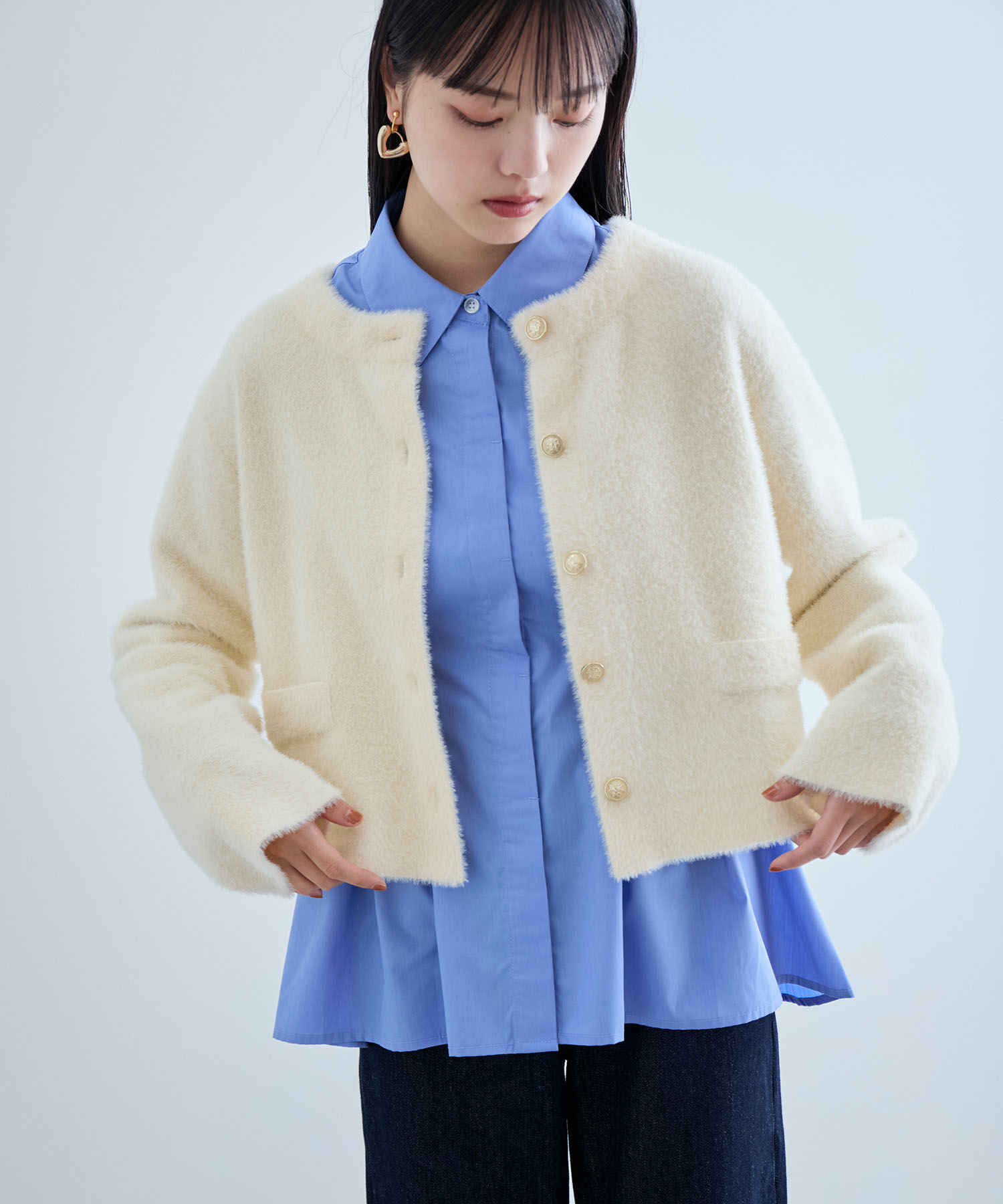 VIS「ラビットタッチメタルボタンカーディガン」|カーディガン|