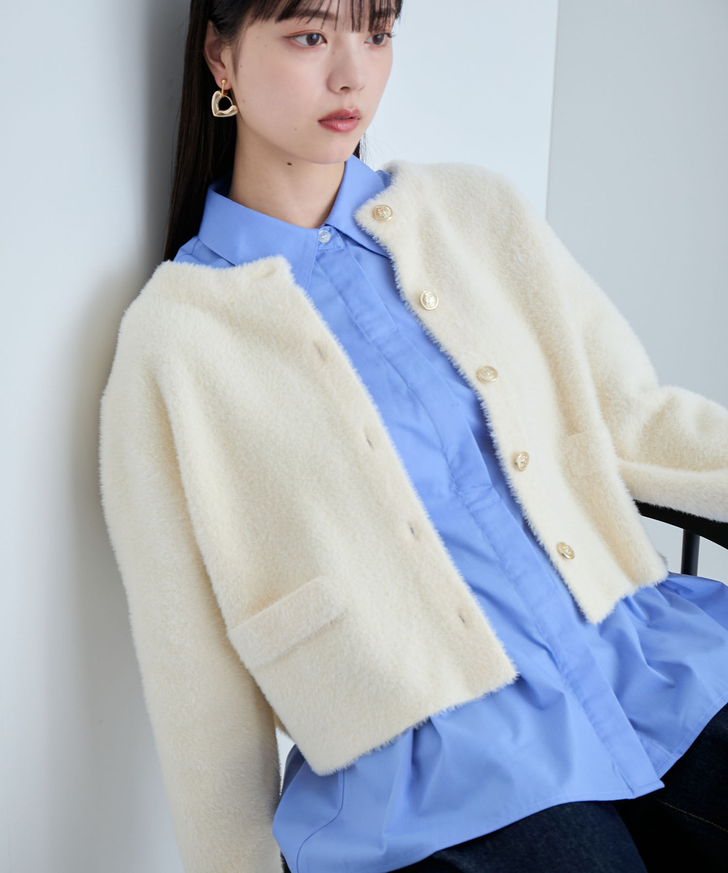 VIS「ラビットタッチメタルボタンカーディガン」|カーディガン|