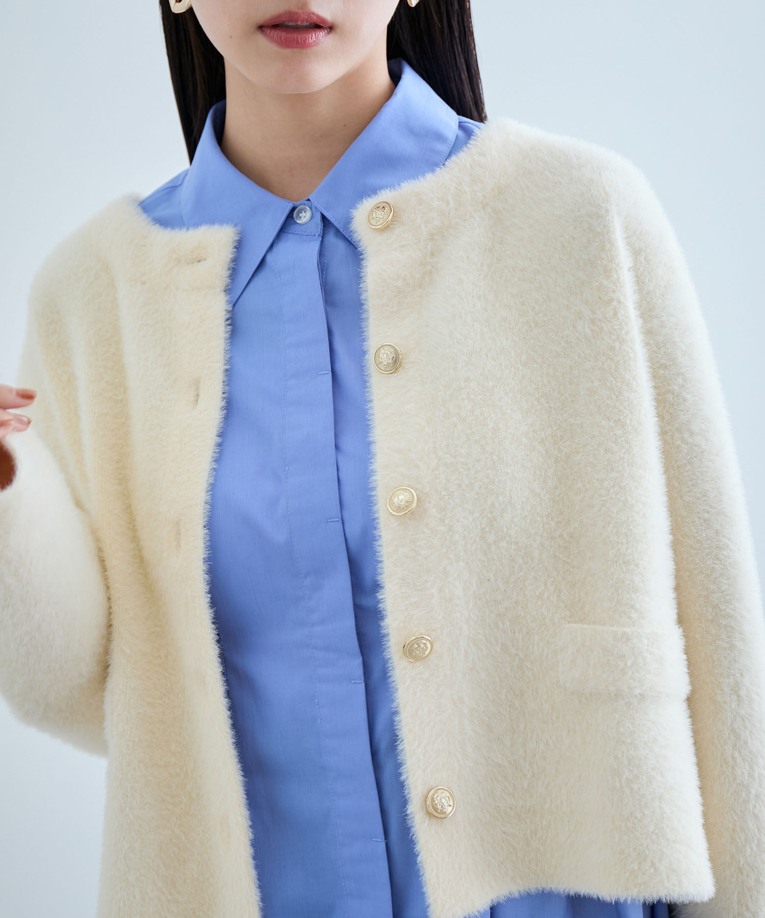 VIS「ラビットタッチメタルボタンカーディガン」|カーディガン|