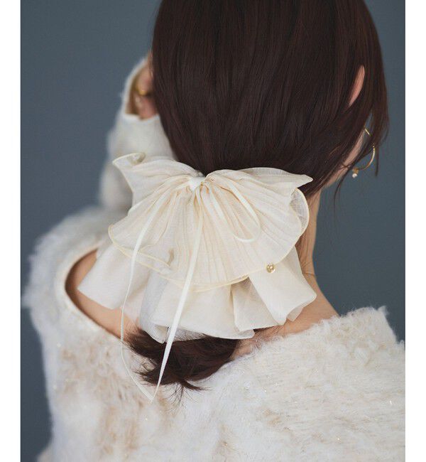 VIS「レイヤードリボンバンス」|ヘアバンド|オフホワイト(15)