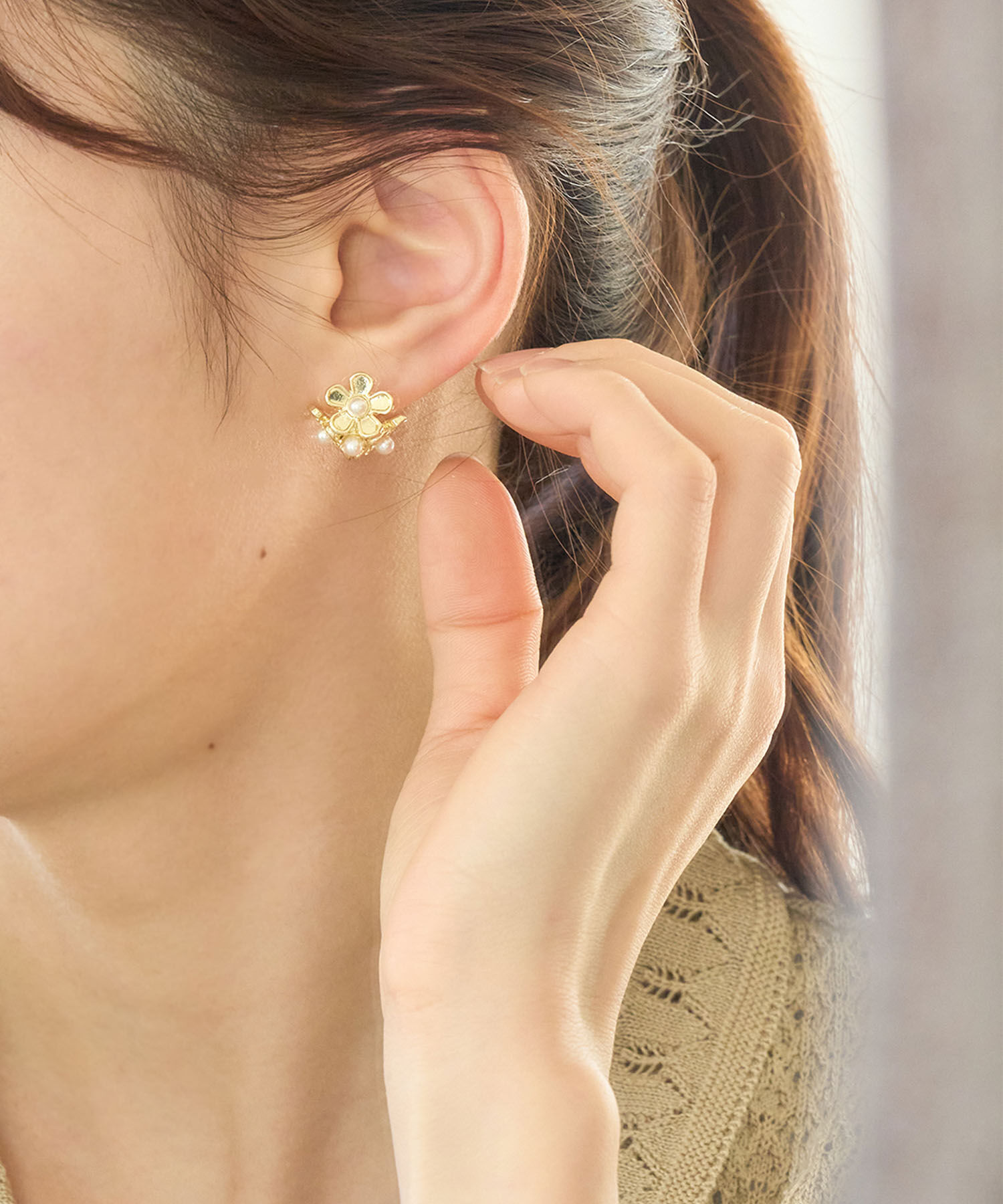 ROPE PICNIC PASSAGE「メタルフラワーフープブーケピアス」|ピアス|