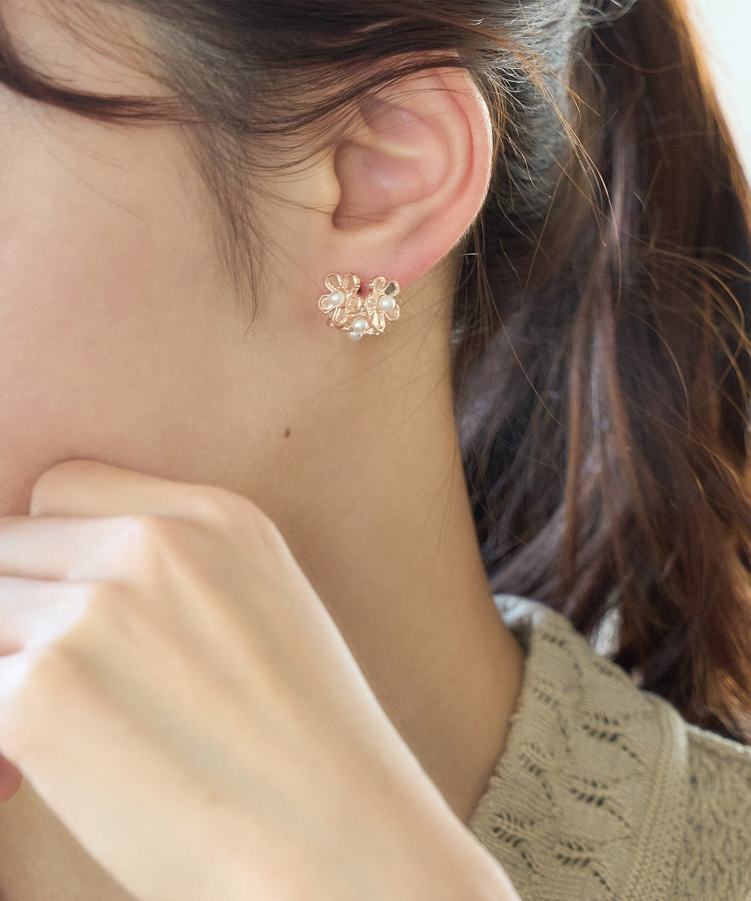 ROPE PICNIC PASSAGE「メタルフラワーフープブーケピアス」|ピアス|