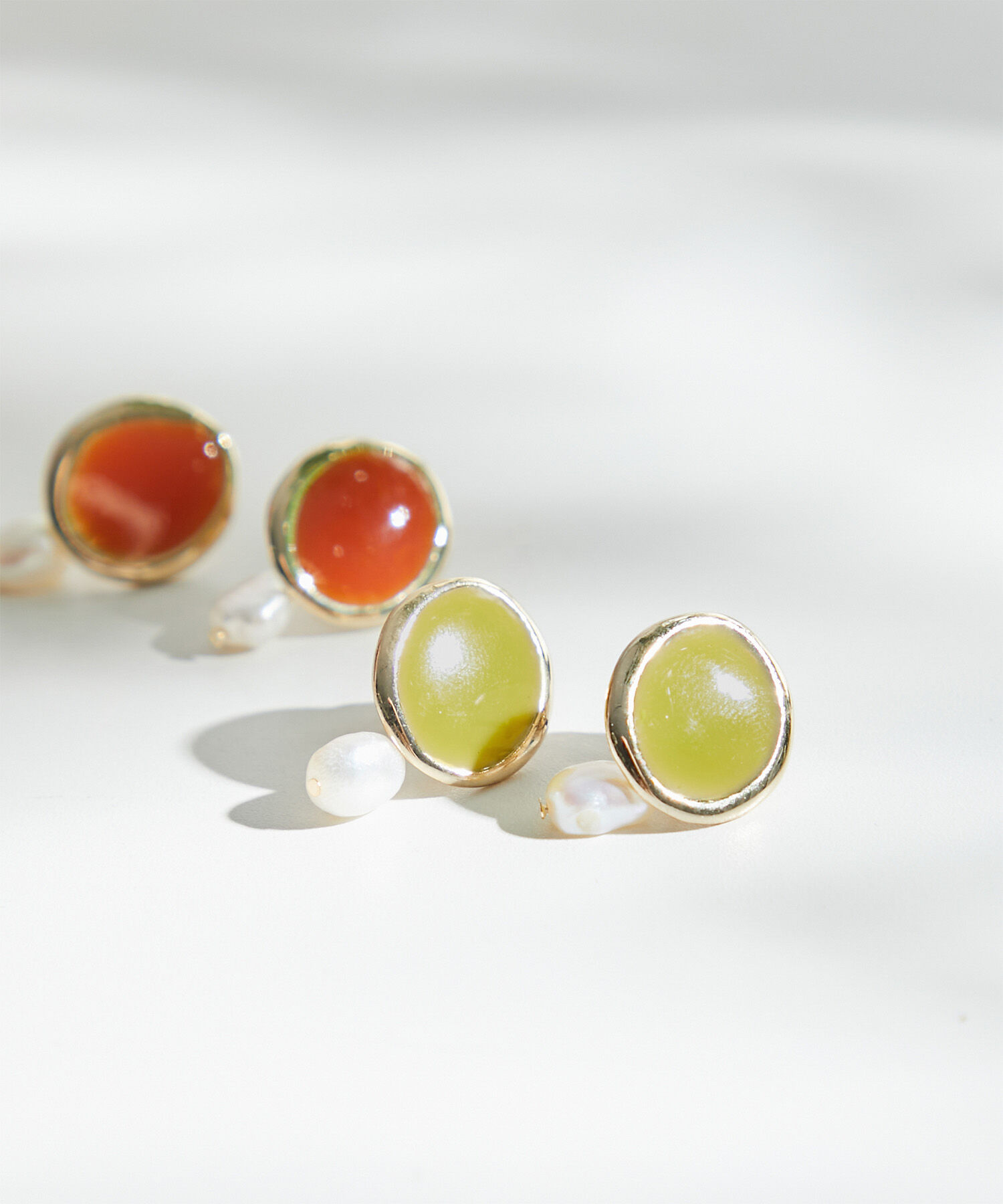 ROPE PICNIC PASSAGE「カラーエポ&times;淡水パールピアス」|ピアス|グリーン系(35)