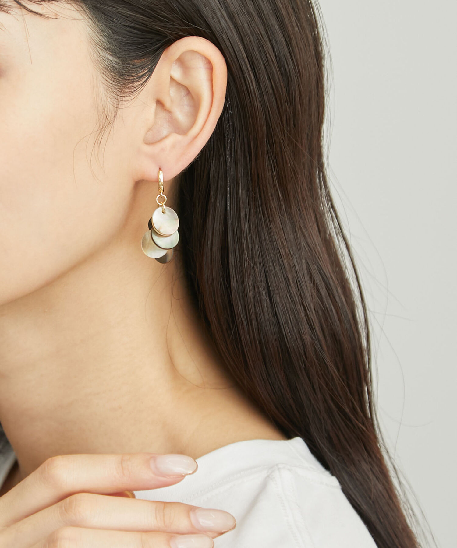 ROPE PICNIC PASSAGE「ボリュームシェルピアス」|ピアス|グレー系(09)