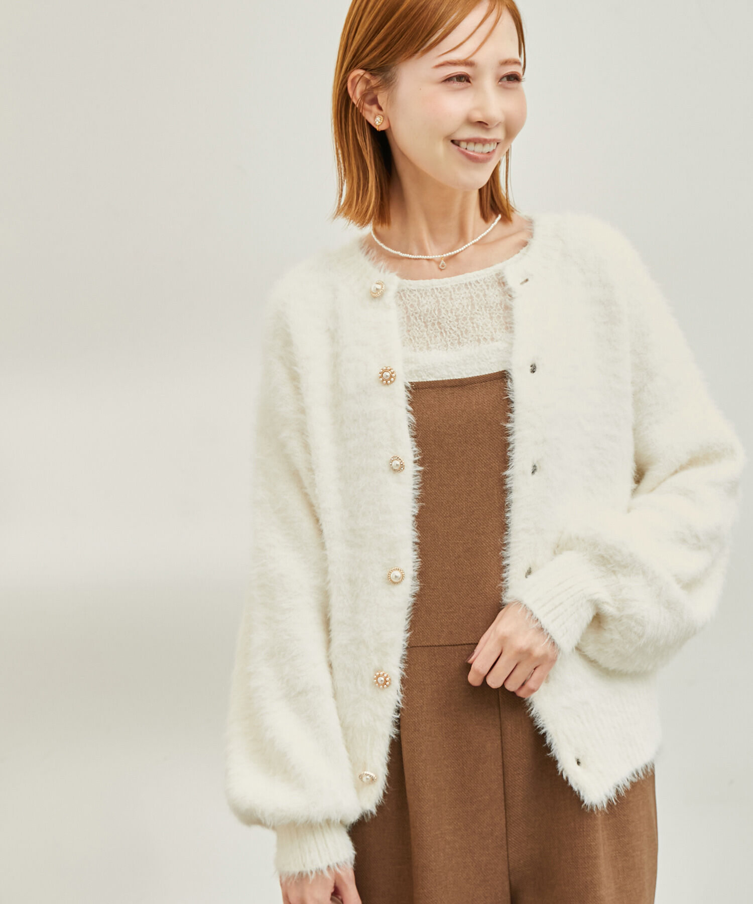 Rope&rsquo;Picnic「【emur/エミュール】シャギービジューカーディガン」|カーディガン|