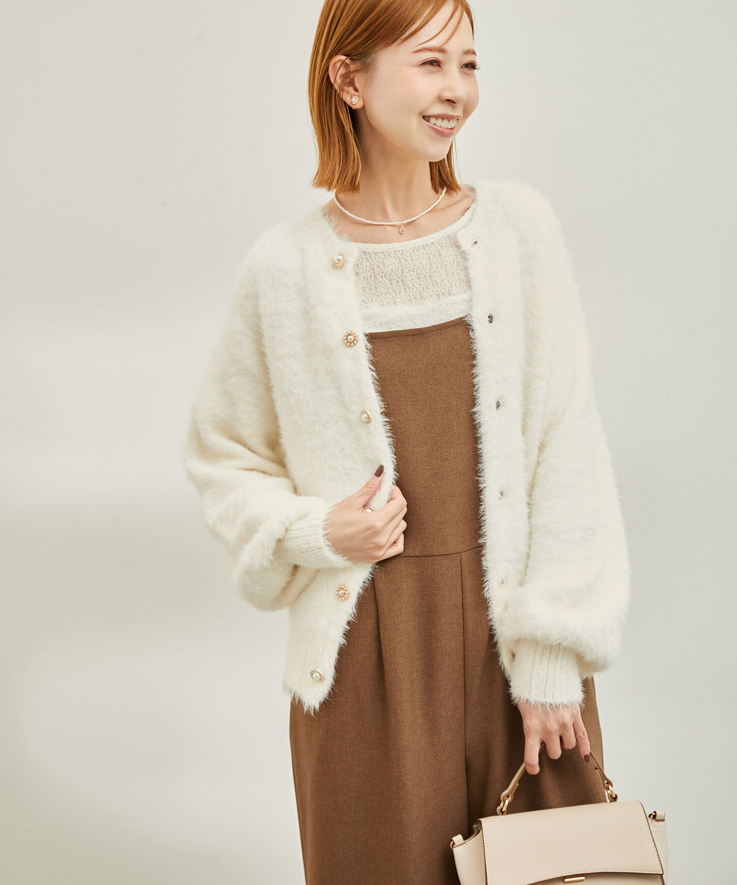 Rope&rsquo;Picnic「【emur/エミュール】シャギービジューカーディガン」|カーディガン|