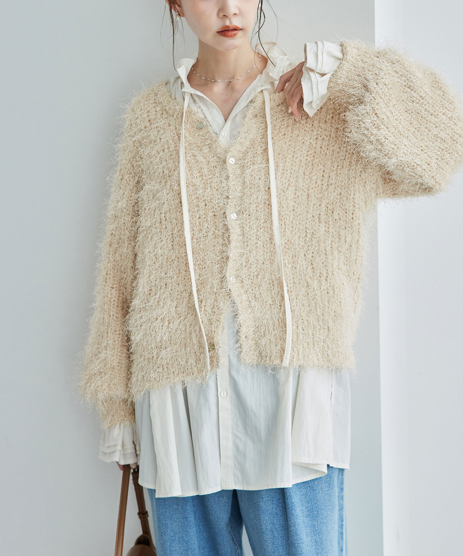 Rope&rsquo;Picnic「ラメフェザーカーディガン」|カーディガン|