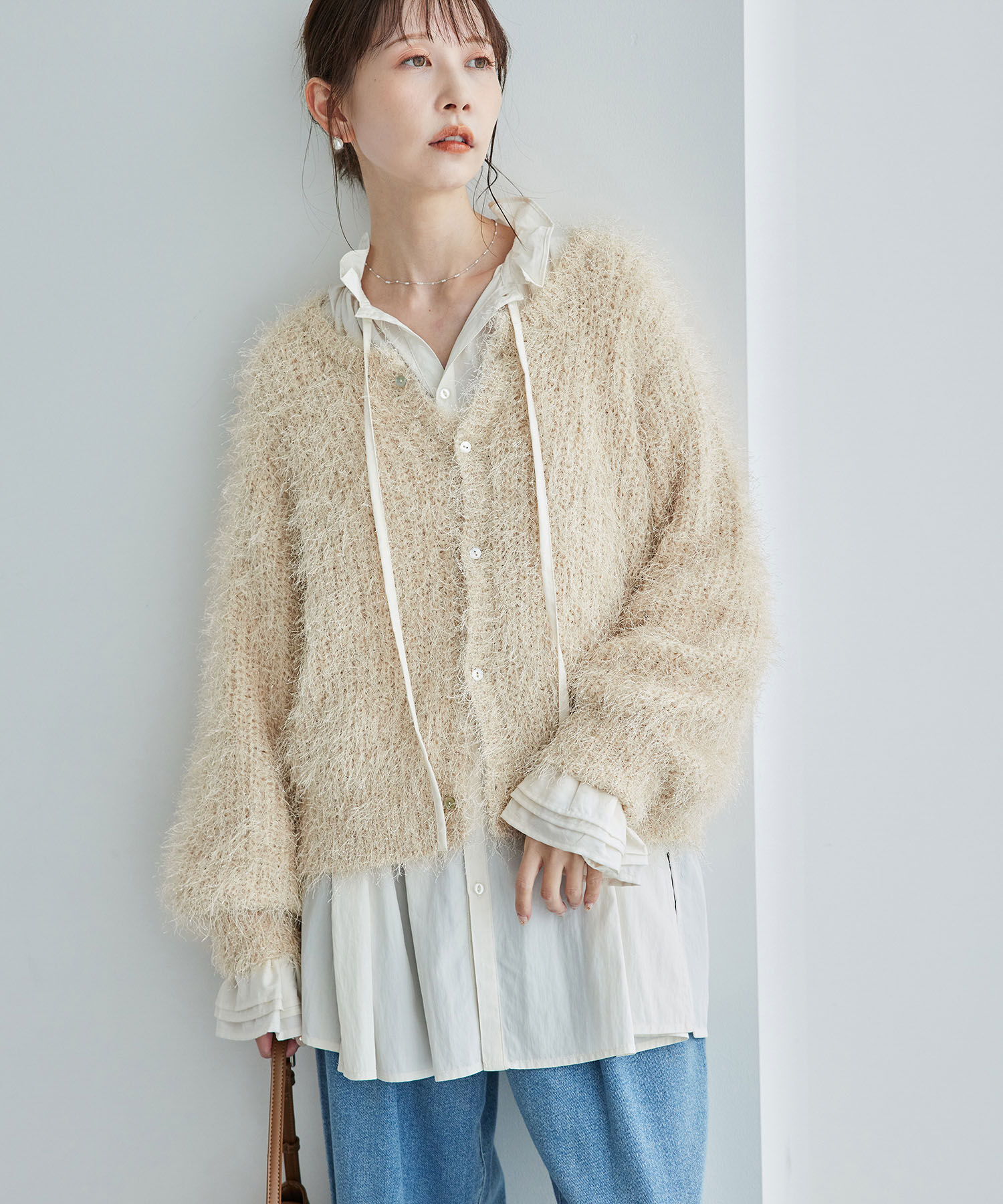 Rope&rsquo;Picnic「ラメフェザーカーディガン」|カーディガン|