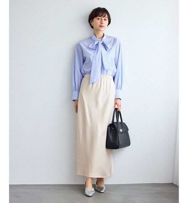 Rope&rsquo;Picnic「細見えバイアスサテンスカート/イージーケア」|スカート|