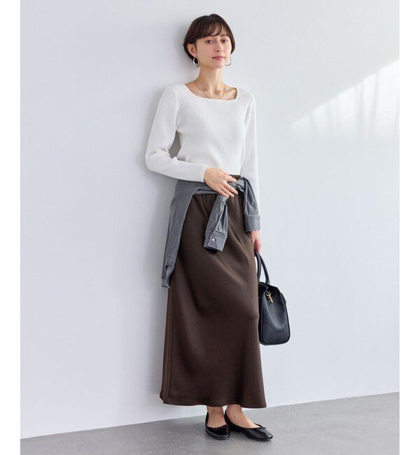 Rope&rsquo;Picnic「細見えバイアスサテンスカート/イージーケア」|スカート|